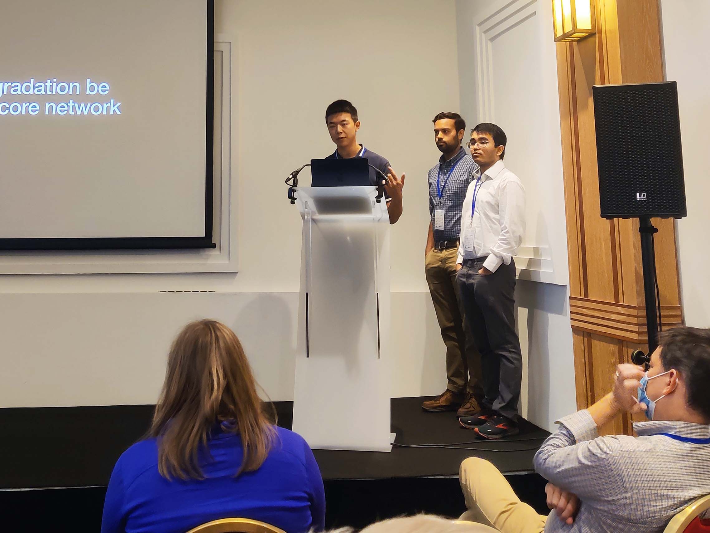 CSD Master's students Mike Xu, Akshath Jain and Deepayan Patra present their research at the ACM Internet Measurement Conference in France.