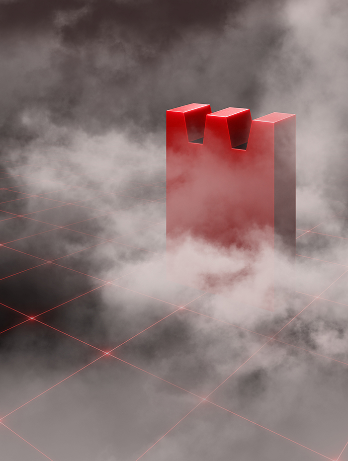 An artistic rendering of a red stratego piece on a game board, dramatically surrounded by smoke.