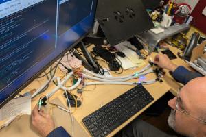 CSD faculty David Touretzky working at a computer
