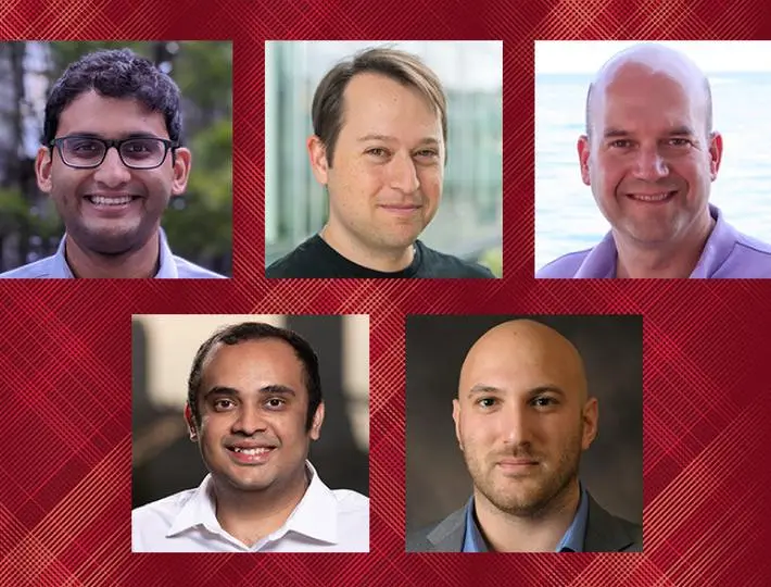 Collaged headshots of Rohan Padhye, Yonatan Bisk, Todd Mowry, Aayush Jain and Dimitrios Skarlatos.